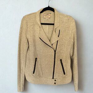 Lucky Brand Ivory and Black Knit Moto Jacket Size M